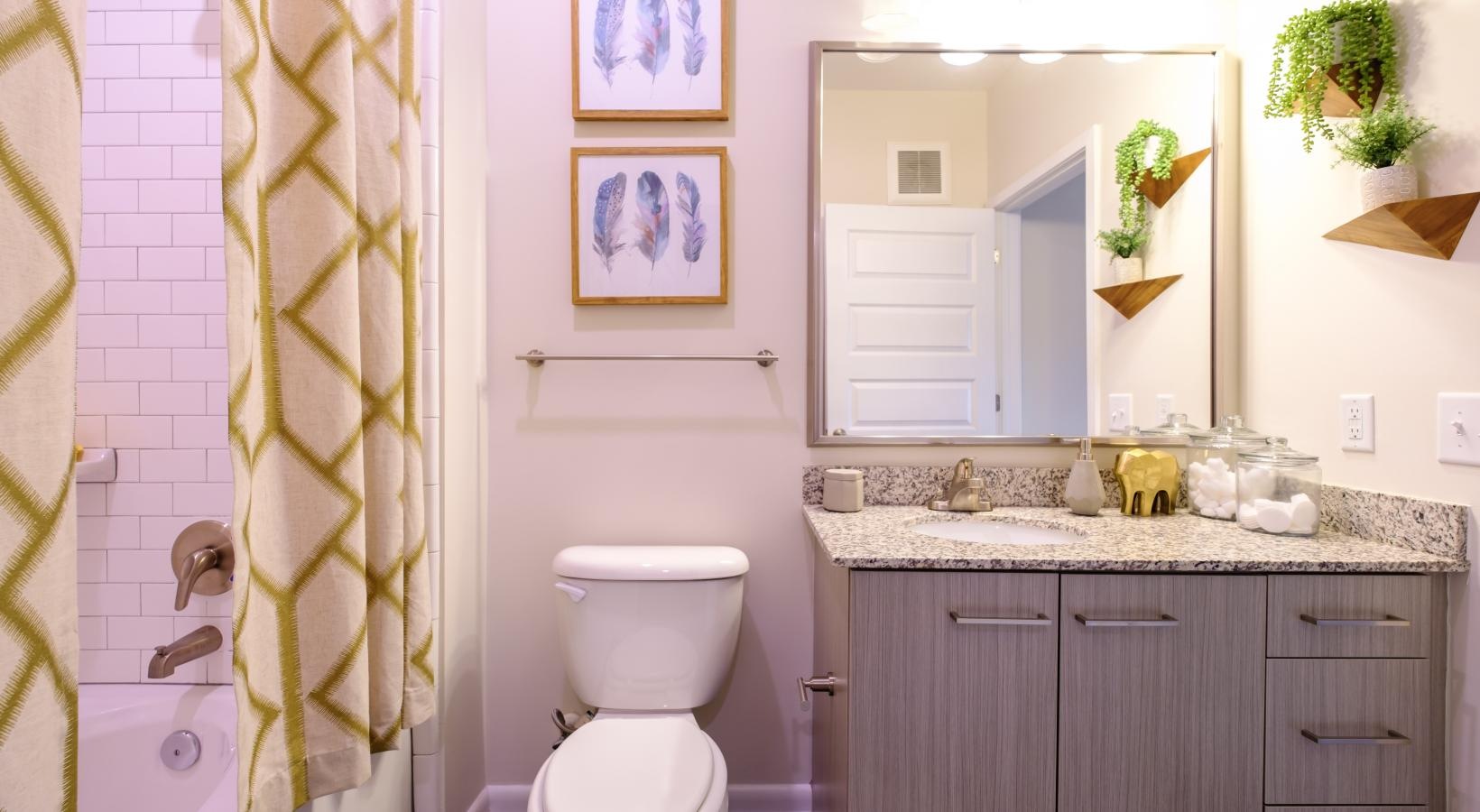 Bathroom options with thoughtful details a bathroom with a toilet and sink