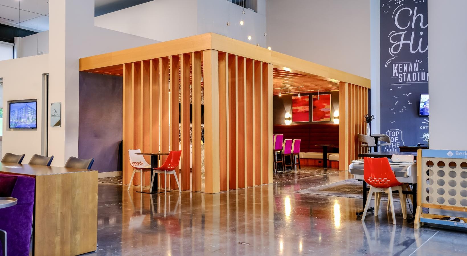 Take advantage of all Berkshire Chapel Hill has to offer a room with tables and chairs