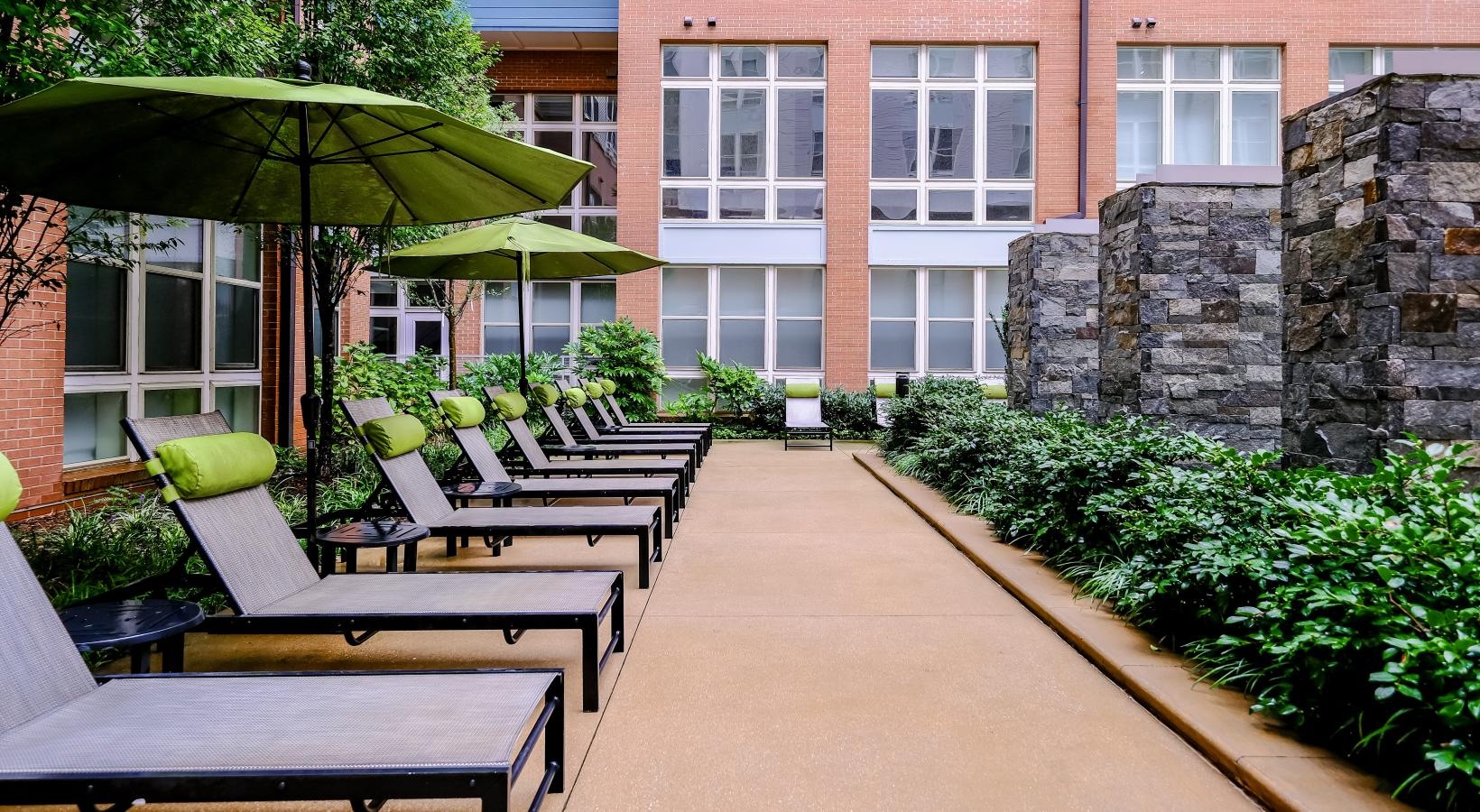 Take advantage of all Berkshire Chapel Hill has to offer a patio with tables and chairs and umbrellas