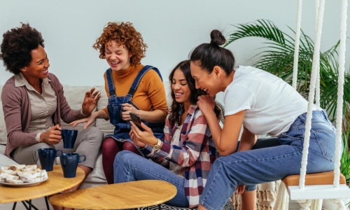 a group of people sitting on a couch